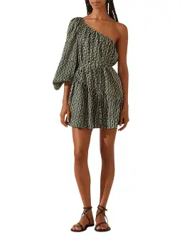 Shona Joy Ida Long Sleeve One Shoulder Tiered Mini Dress Print Size 6 for rent on The Volte - image 5
