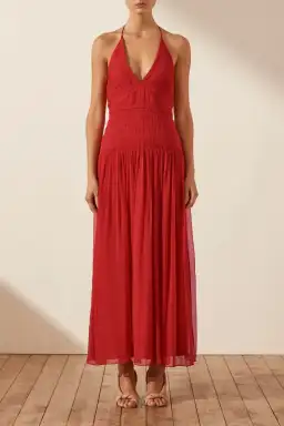 Shona Joy Marquis Halter Tie Midi Dress Roma Red Size 6 for rent on The Volte - image 1