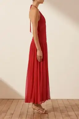 Shona Joy Marquis Halter Tie Midi Dress Roma Red Size 6 for rent on The Volte - image 4