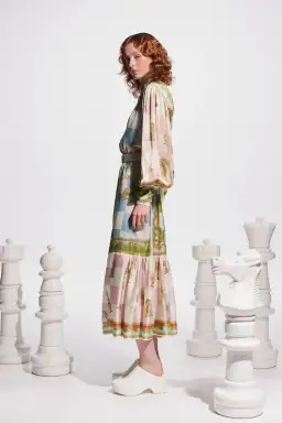 Alemais Checkmate Silk Midi Shirtdress Multi Size 14 for rent on The Volte - image 4
