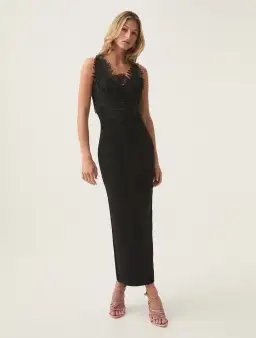 Aje Daisy Knit Maxi Dress in Black Size 10 for rent on The Volte - image 1