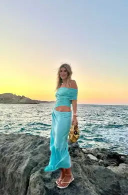 BENNI Nico Off Shoulder Maxi Dress Aquamarine Size 6 for rent on The Volte - image 3