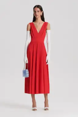 Scanlan Theodore Soft Jersey Dress in Red Size 8 for rent on The Volte - image 1