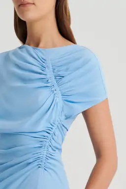 Scanlan Theodore Gathered Drape Midi Dress in Sky Blue Size 8 for rent on The Volte - image 2