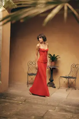 Manning Cartell Double Time Pleat Dress Red Size AU 10 for rent on The Volte - image 1