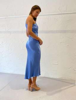 Bec & Bridge Delphine Asymmetrical Midi Dress Size 8 - Cornflower Blue