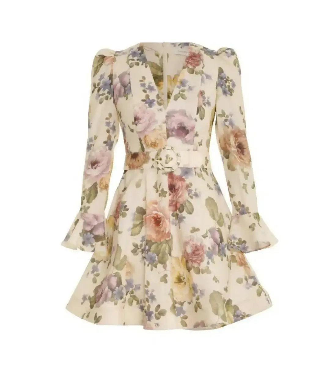 Zimmerman Luminosity Mini Dress in Multi Floral Cream Size 0 / AU 8 for rent on The Volte - main image