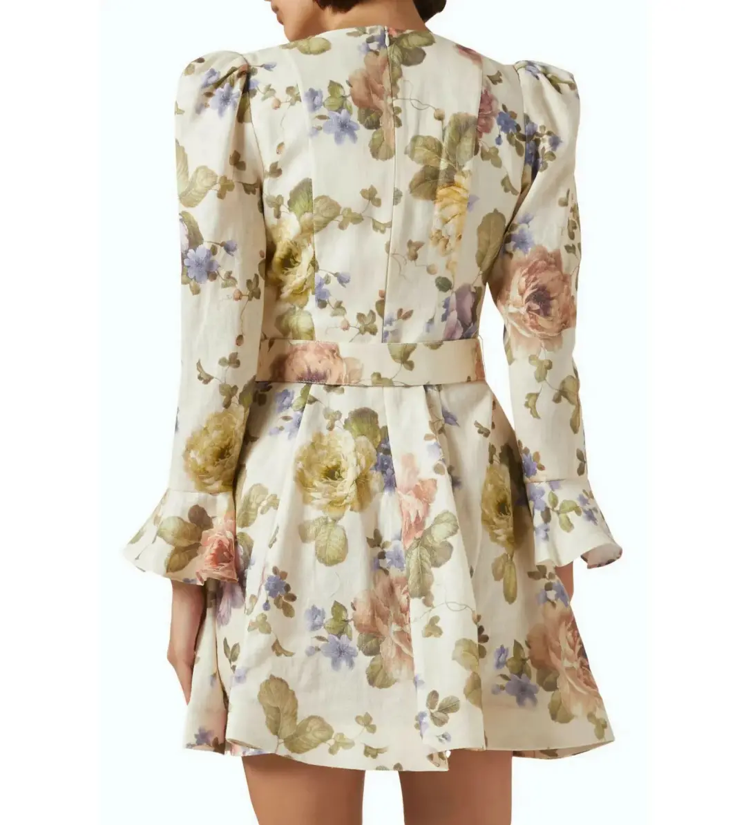 Zimmerman Luminosity Mini Dress in Multi Floral Cream Size 0 / AU 8 for rent on The Volte - main image