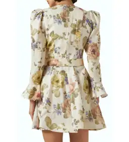 Zimmerman Luminosity Mini Dress in Multi Floral Cream Size 0 / AU 8 for rent on The Volte - image 2
