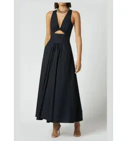 Scanlan Theodore Cotton Cross Back Dress Black Size AU 8 for rent on The Volte - image 1