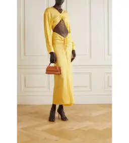 Christopher Esber Ruched Crop and Skirt In Chalky Yellow Size AU 8 for rent on The Volte - image 3