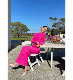 Odysseus and Penelope Contrast Maxi Dress Pink Size AU 6 for rent on The Volte - image 3