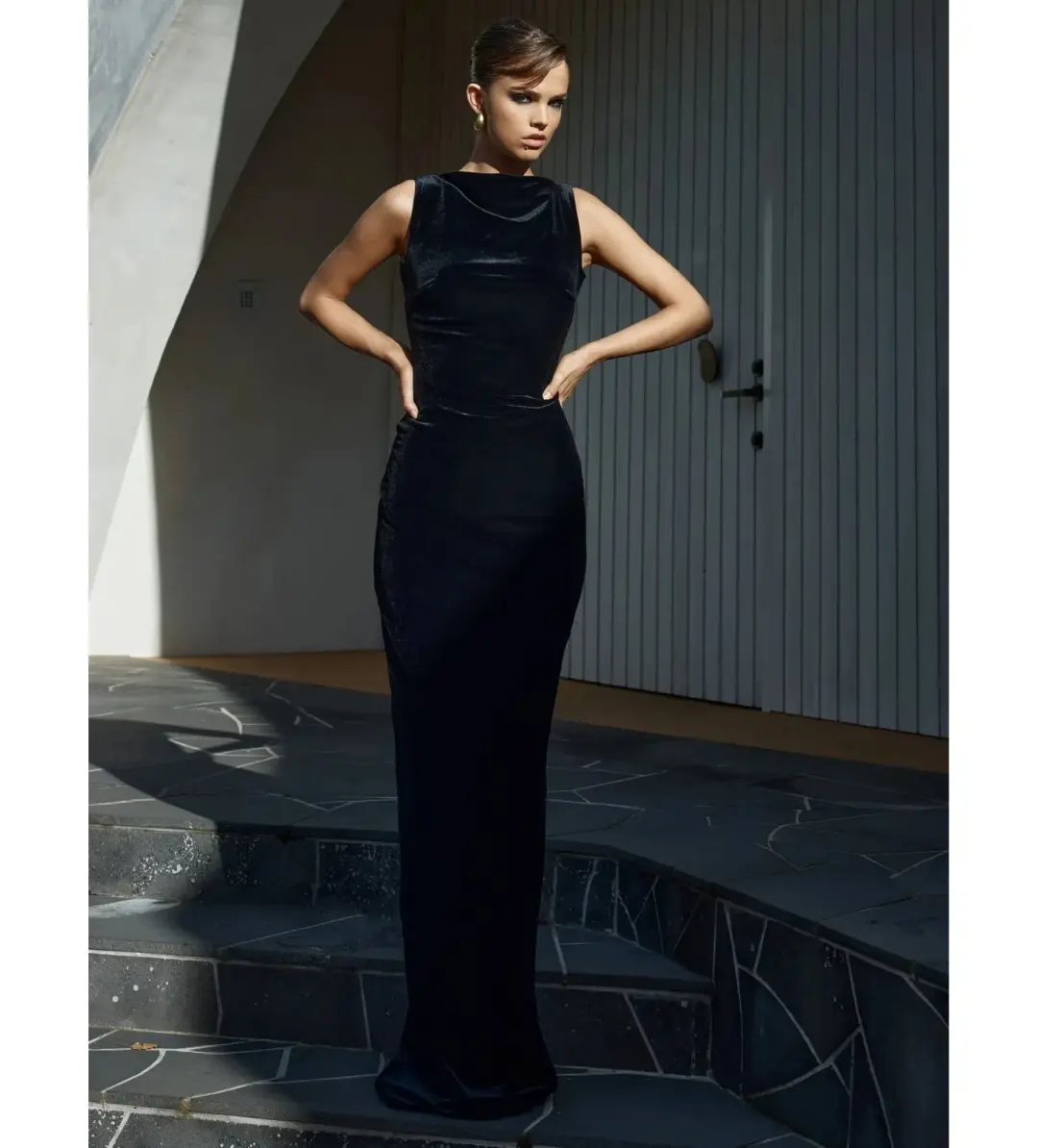 Effie Kats Verona Gown Black Velvet Size AU 6 for rent on The Volte - main image