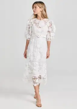 Zimmermann The Halliday Lace Flower Midi Dress in Ivory Size 1 / AU 10 for rent on The Volte - image 1