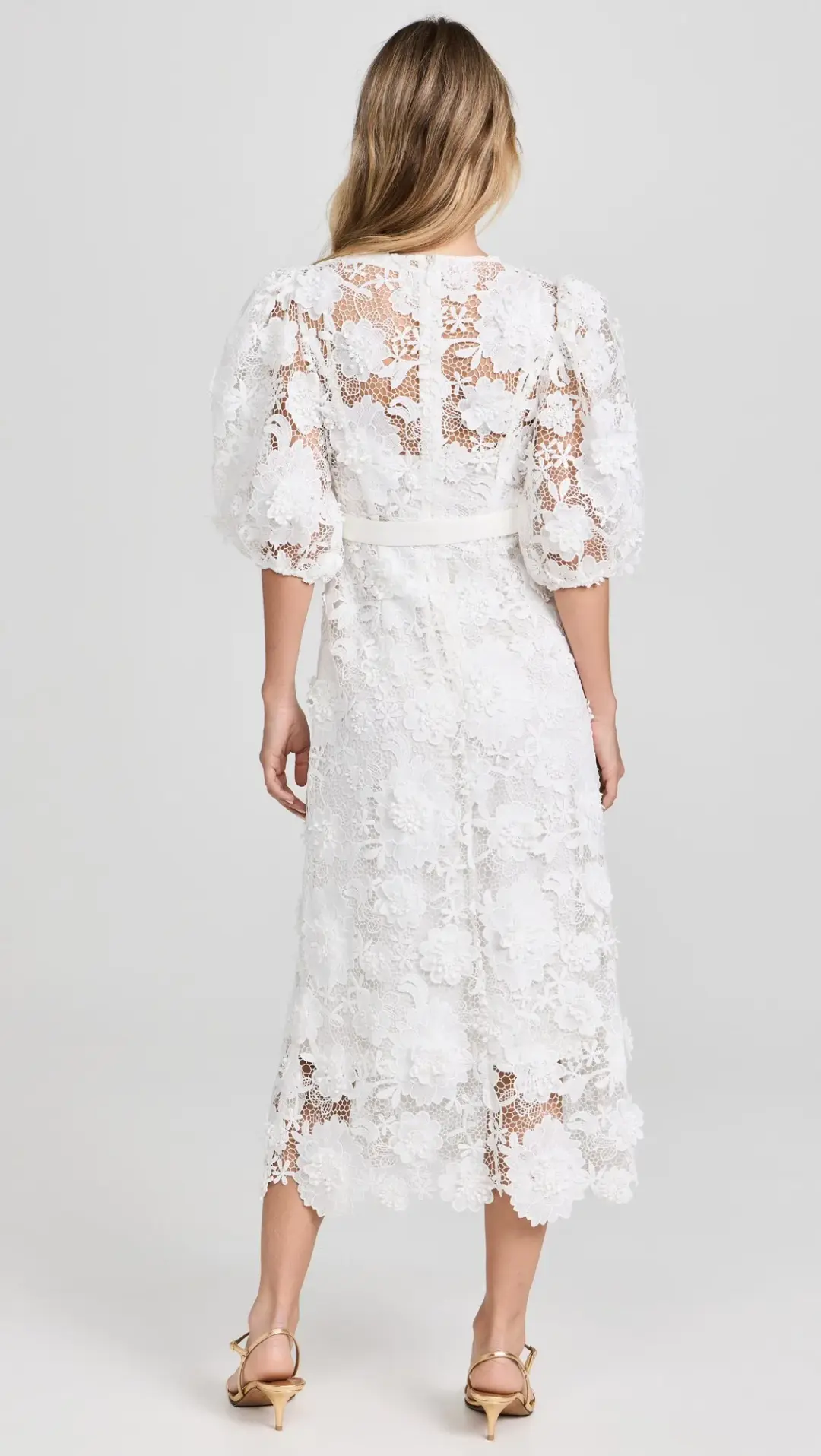 Zimmermann The Halliday Lace Flower Midi Dress in Ivory Size 1 / AU 10 for rent on The Volte - main image