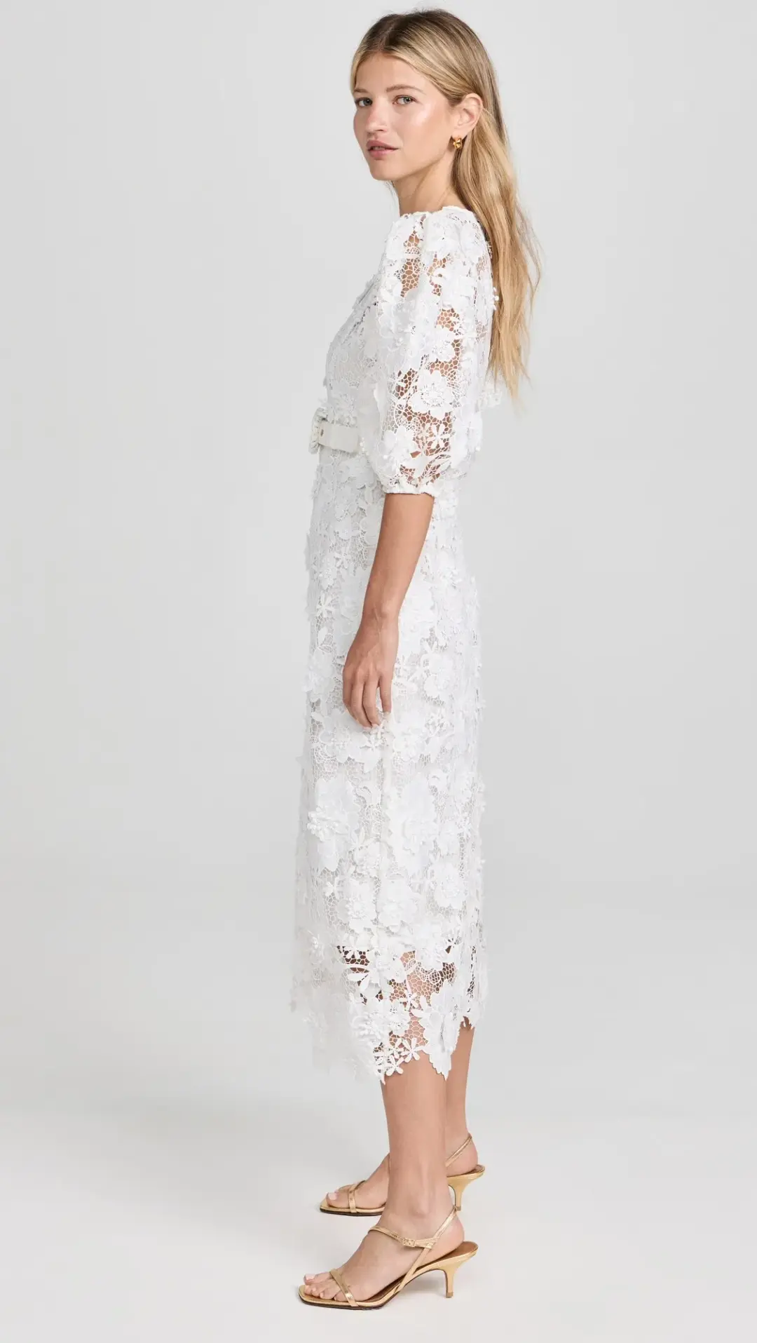 Zimmermann The Halliday Lace Flower Midi Dress in Ivory Size 1 / AU 10 for rent on The Volte - main image