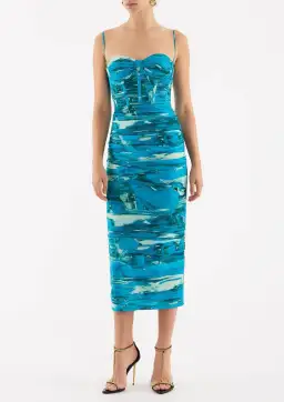 Rebecca Vallance Marine Mirage Midi Dress Blue Size 6 for rent on The Volte - image 2