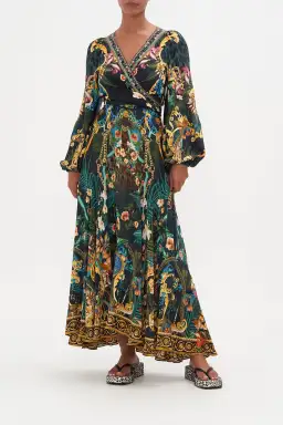 Camilla Fearless Felis Wrap Tie Dress with Blouson Sleeve Print Size M / AU 12