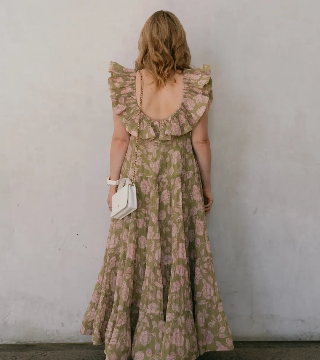 Zimmermann Lovestruck Pleated Gown Olive and Pink Rose Size 2 / AU 8-10 for rent on The Volte - main image