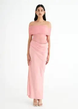 BENNI Nico Off Shoulder Maxi Dress Pink Size 6 for rent on The Volte - image 1