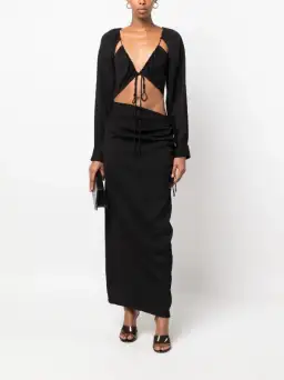 Christopher Esber Ruched Tie Sleeve Dress Black AU 8/US 4 for rent on The Volte - image 1