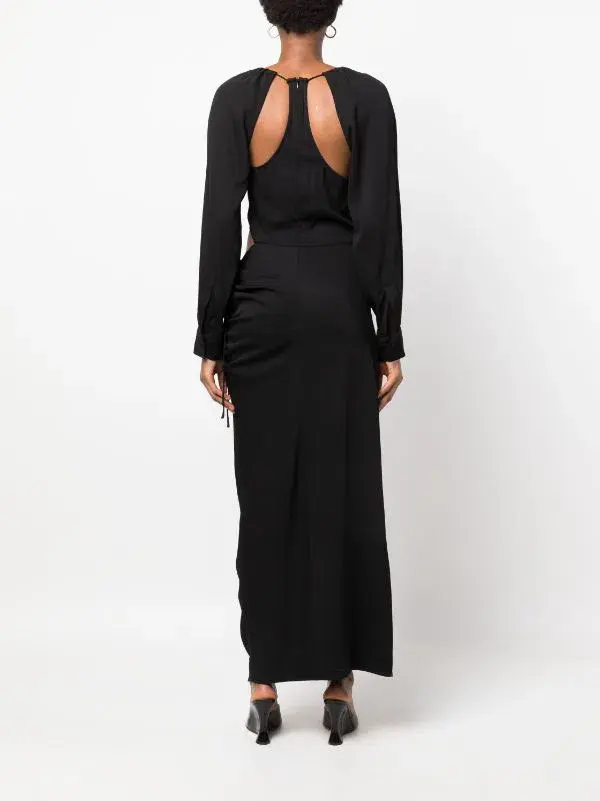 Christopher Esber Ruched Tie Sleeve Dress Black AU 8/US 4 for rent on The Volte - main image