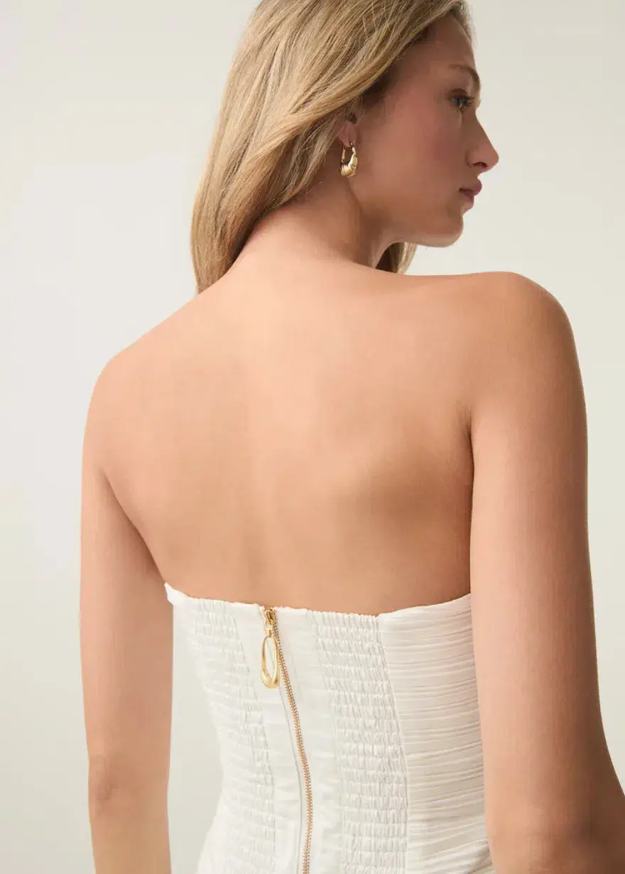 Aje Violette Bubble Hem Mini Dress White Size 8 for rent on The Volte - main image