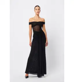 Mossman Rebound Off Shoulder Maxi Dress Black Size 10 for rent on The Volte - image 1