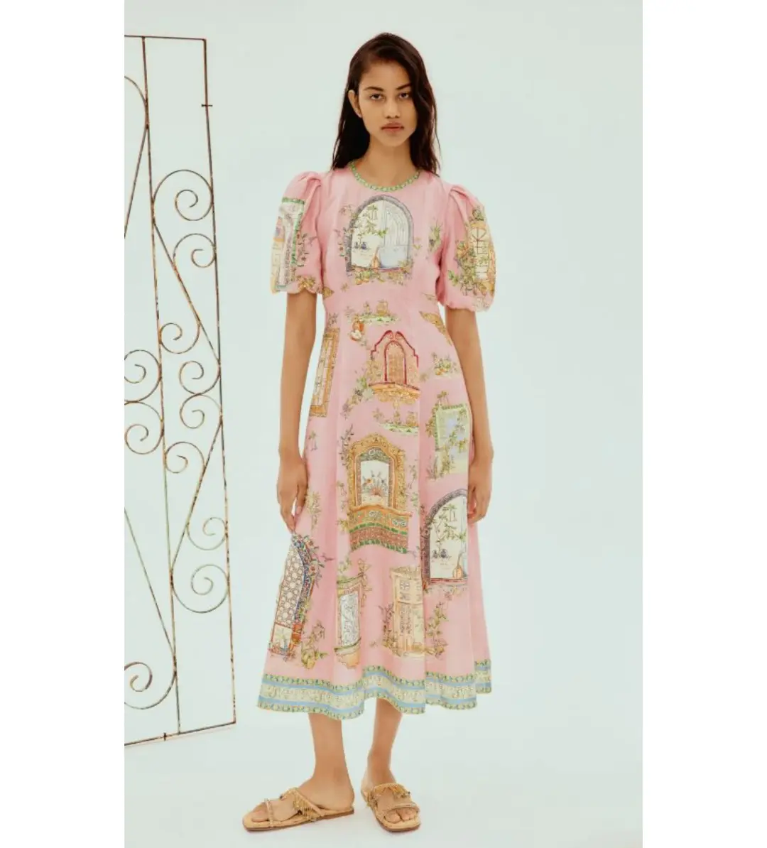 Alémais Monte Midi Dress Pink Size 16 for rent on The Volte - main image