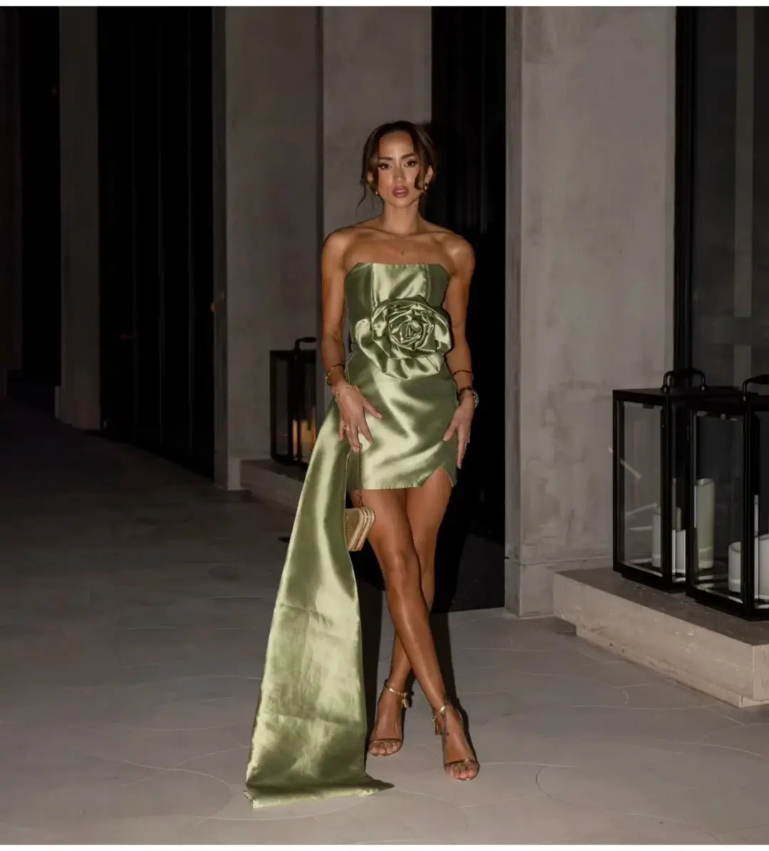 Jafrie By R Nebula Mini Dress Moss Green Size AU 6 for rent on The Volte - main image