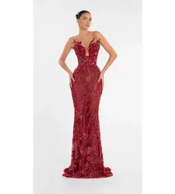 Albina Dyla Long Dress With Flower Embellishment Red Size AU 6 for rent on The Volte - image 1