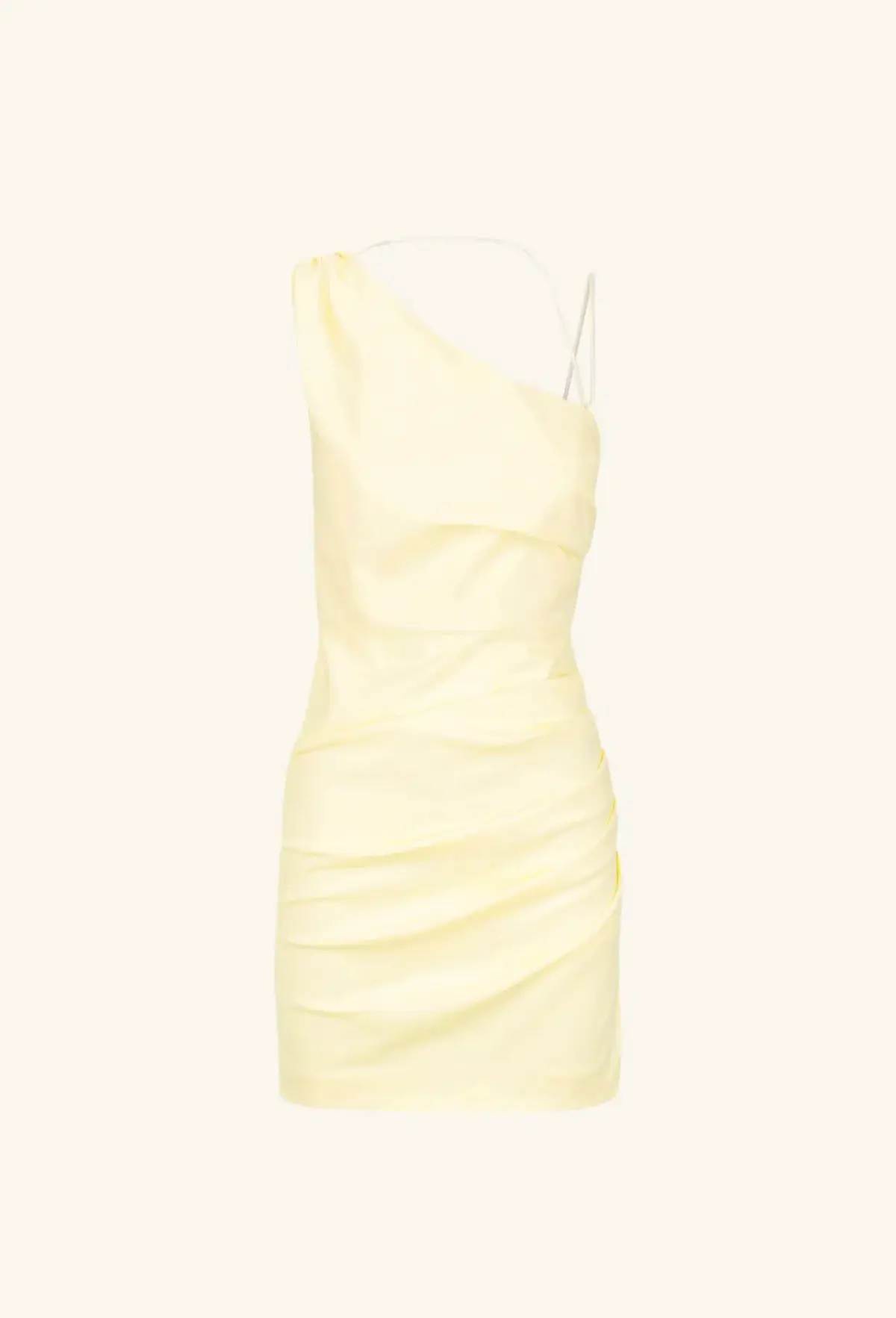 Shona Joy Lani Asymmetrical Gathered Mini Dress Vanilla Size 10 - Image 5