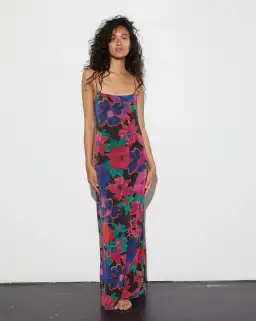 Stieglitz Mayte Spaghetti Mesh Dress Black Flowers Size 12 for rent on The Volte - image 1