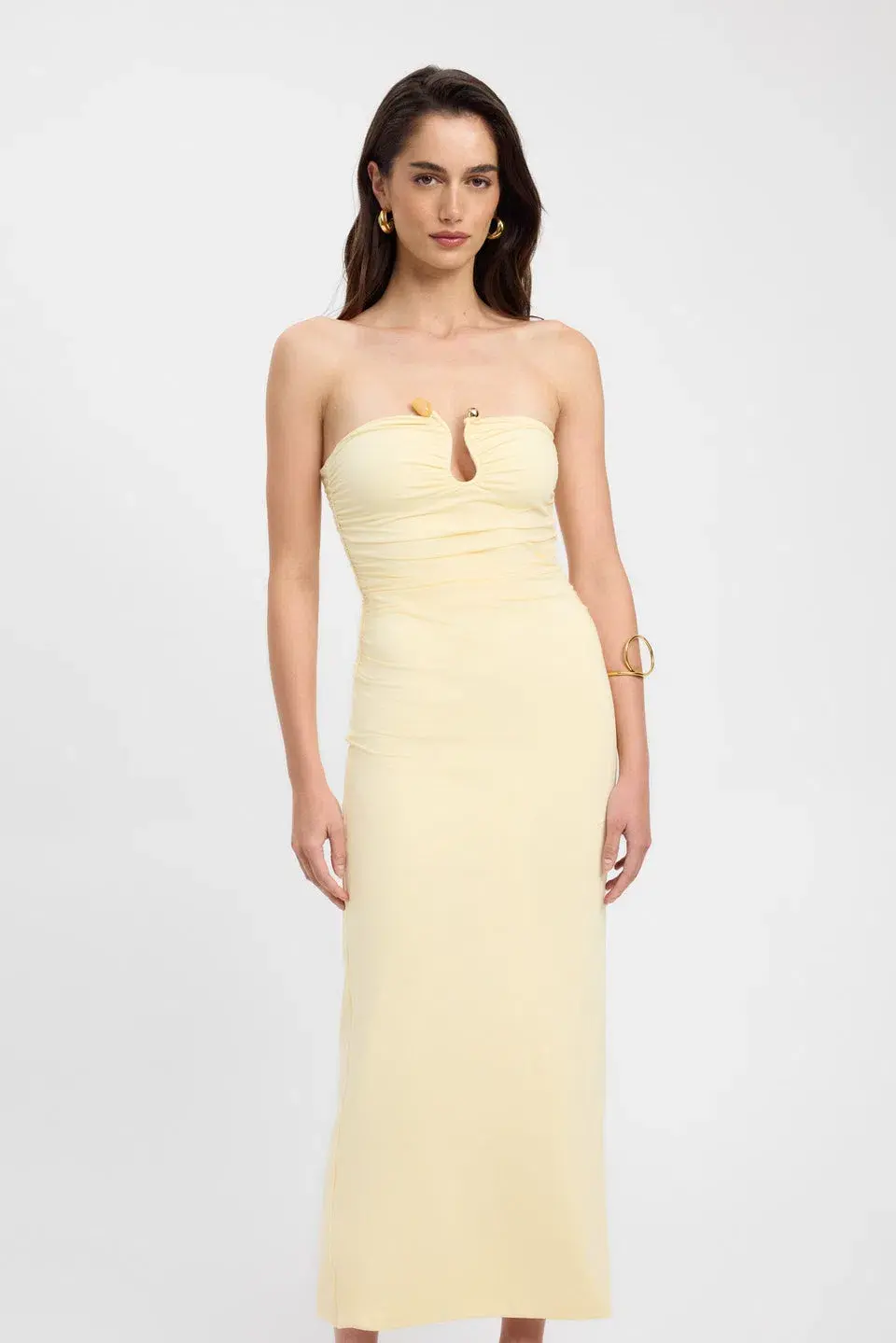 Kookai Tayla Trim Maxi Dress Yellow Size 8 for rent on The Volte - main image
