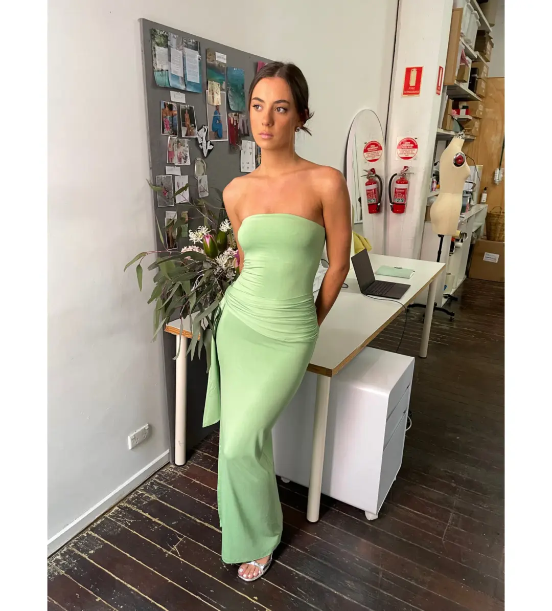 Odysseus & Penelope Earth's Essence Maxi Dress Green Size 8 for rent on The Volte - main image