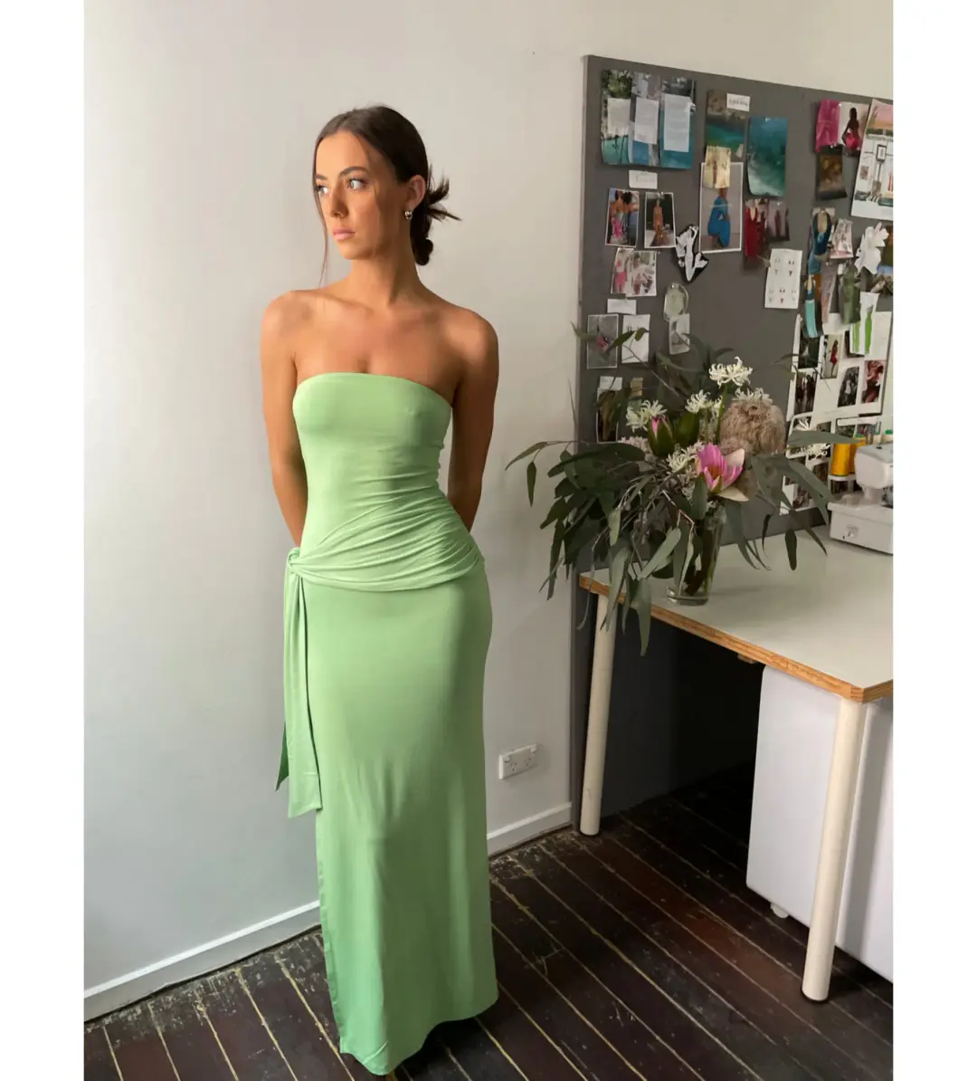 Odysseus & Penelope Earth's Essence Maxi Dress Green Size 8 for rent on The Volte - main image
