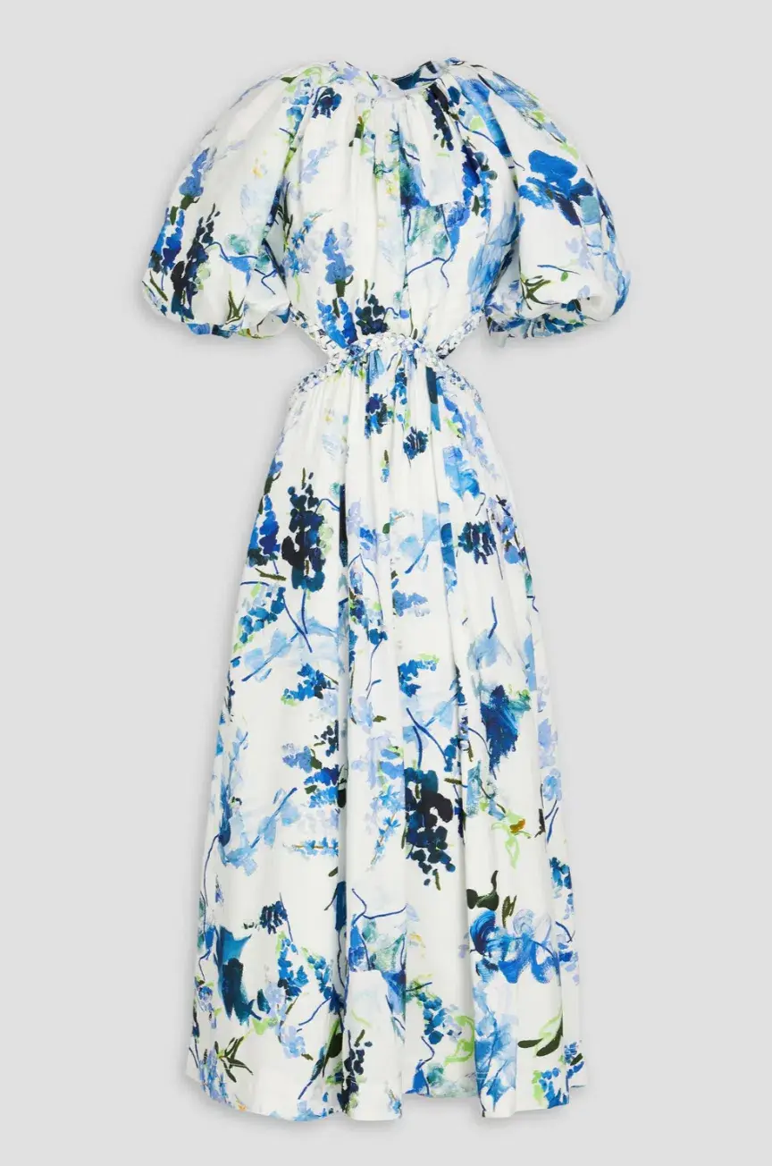 Aje Capucine Floral Print Linen Blend Midi Dress, Size XXS. for rent on The Volte - main image