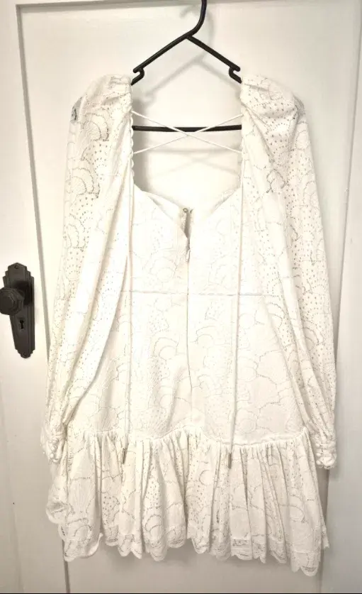 Acler White Mini Dress with Lace Detailing - Image 2