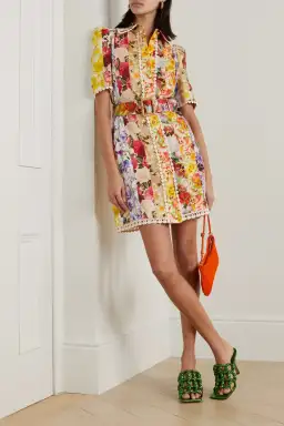 Zimmermann Wonderland Floral Shirt Mini Dress Floral Size 2 / AU 12