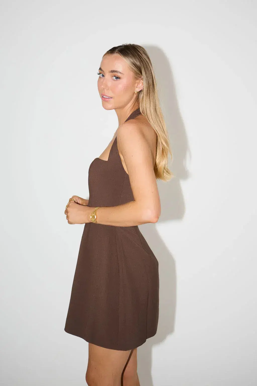 Odd Muse The Ultimate Muse Structured Mini Dress Chocolate Size S / AU 8 for rent on The Volte - main image