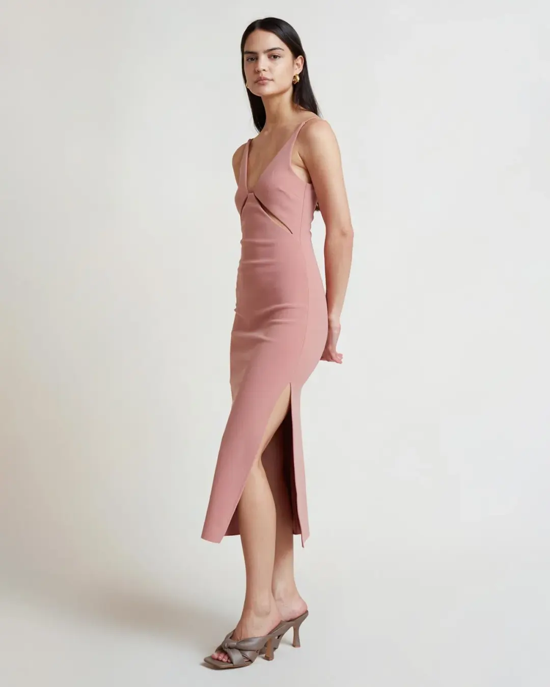 Bec & Bridge Livania Cut Out Midi Dress Grapefruit Size AU 6 for rent on The Volte - main image