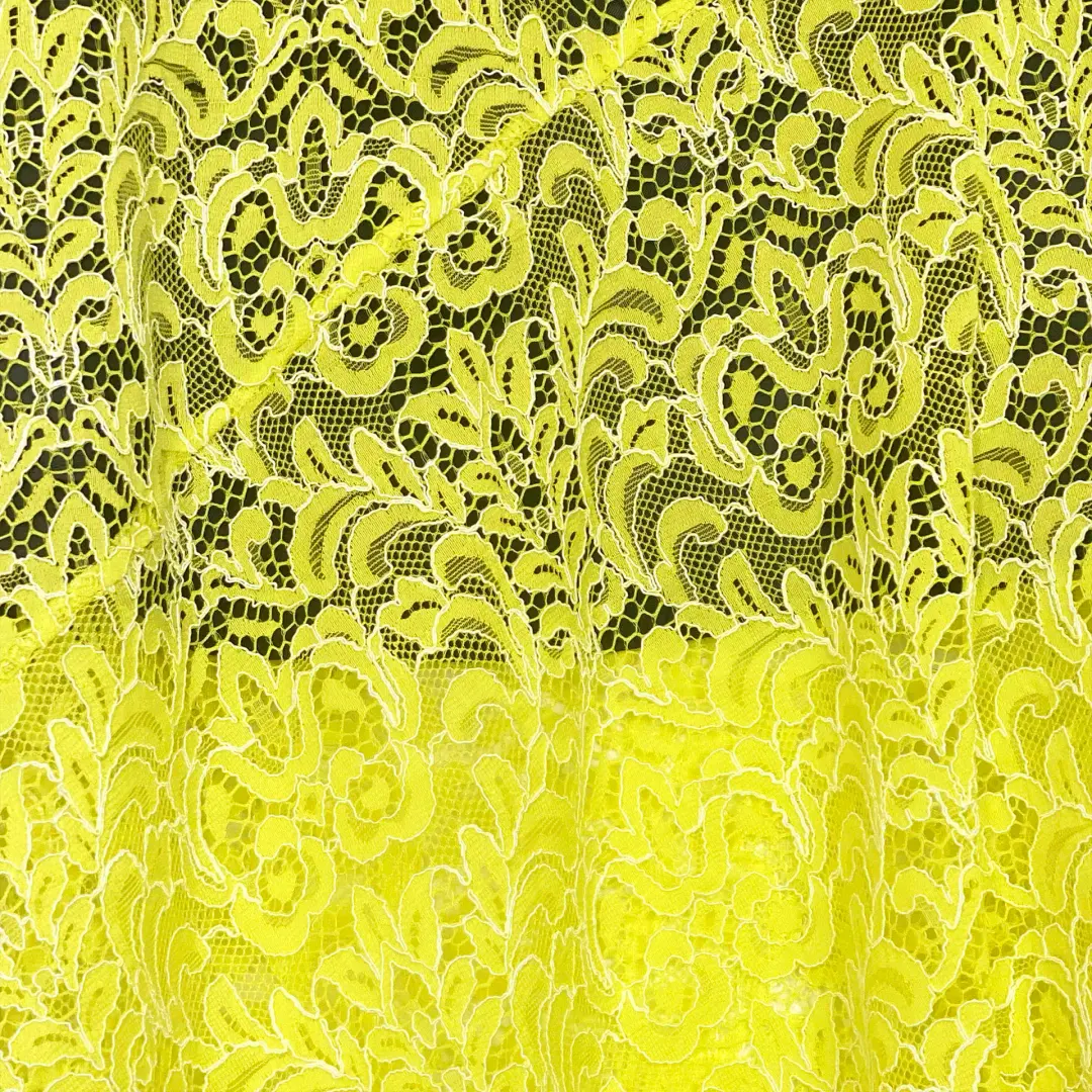 Marques Almeida Lace Layered Midi Skirt Yellow Black Size 10 for rent on The Volte - main image
