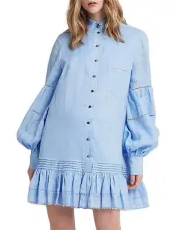 Aje Lotus Shirt Mini Dress Blue Size 16 for rent on The Volte - image 3