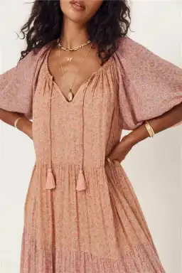 Spell & The Gypsy Rae Off Shoulder Gown Pink Peach Floral Size S / AU 8 for rent on The Volte - image 2