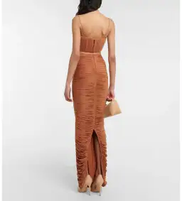 Alex Perry Hartley Ruched Maxi Skirt Brown Size AU 8 for rent on The Volte - image 3