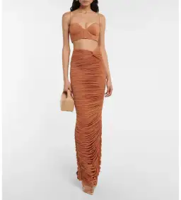 Alex Perry Hartley Ruched Maxi Skirt Brown Size AU 8 for rent on The Volte - image 1