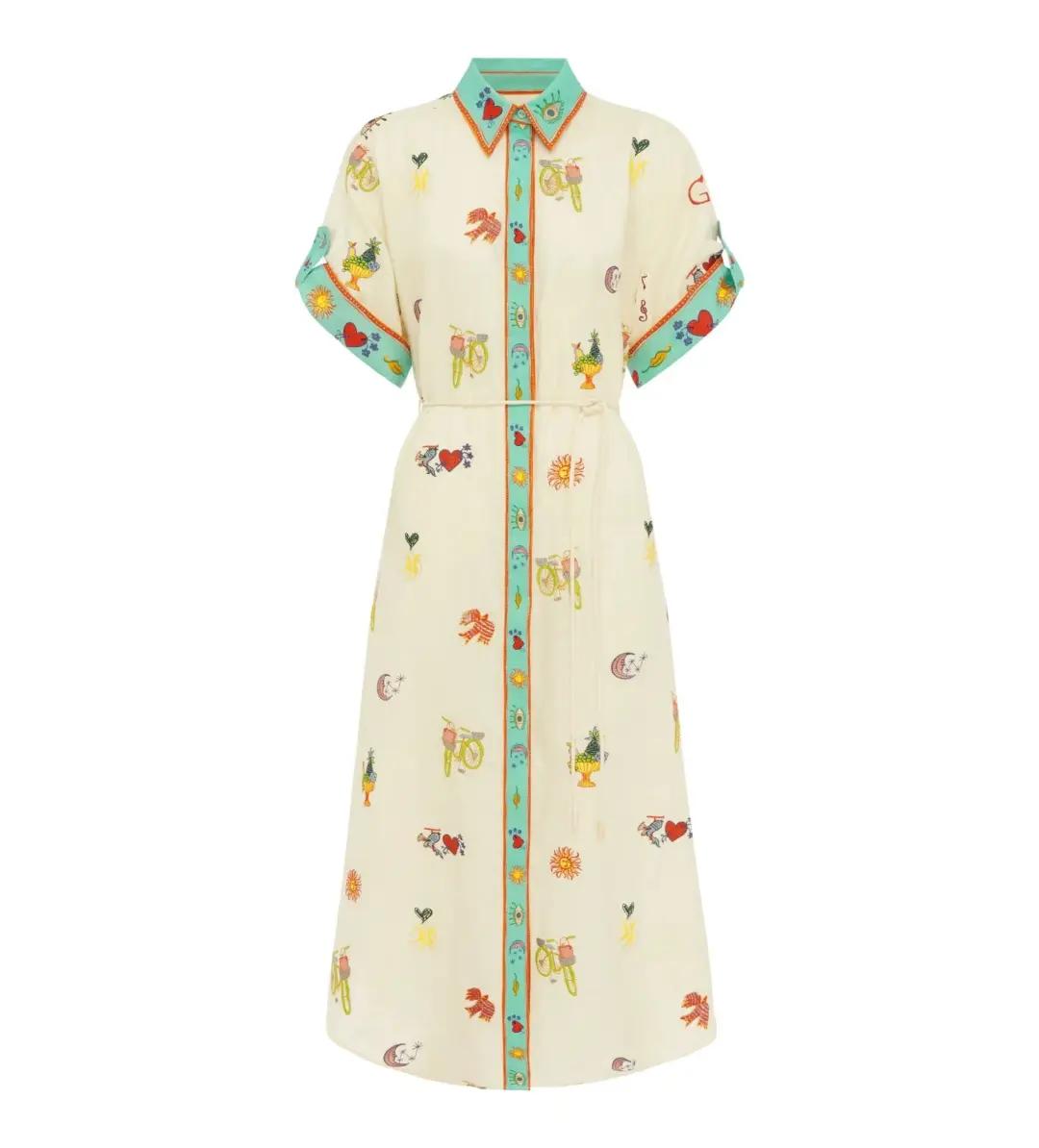 Alémais Holiday Go-to Embroidered Shirtdress Print Size AU 16 for rent on The Volte - main image