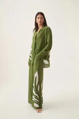 Aje Planetary Silk Drawcord Pants Abstract Fern Size AU 6 for rent on The Volte - image 2