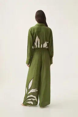 Aje Planetary Silk Drawcord Pants Abstract Fern Size AU 6 for rent on The Volte - image 4