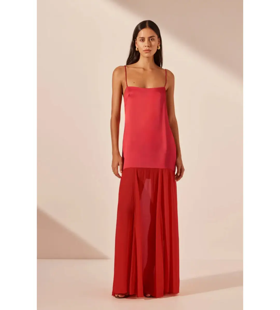 Shona Joy Moraya Dropped Waist Maxi Dress in Chilli Size AU 6 for rent on The Volte - main image